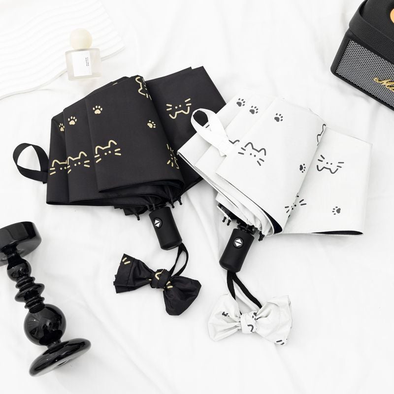 Cute Cat Automatic Umbrella Women'S Sunny And Rainy Dual-Purpose Folding Sun Umbrella Sunshade Anti-Ultraviolet Sunshade Umbrella For Students - Image 2